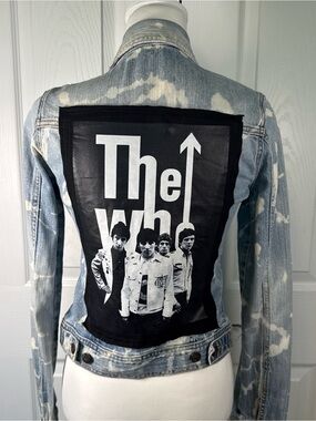 Vintage Y2K Hollister Acid Wash Denim Trucker Jacket The Who Upcycled Band🖤